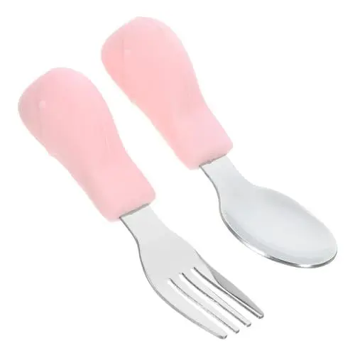 Produktbild: ifundom Baby-löffel-set 2-teilig Besteck-set Weiche Konturierte Griffe Cartoon- Löffel Einfach Für Kleinkinder Spülmaschinenfest Zufälliger Stil