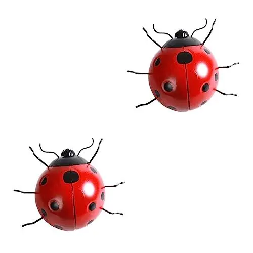 Produktbild: ifundom 2 STK Sieben-Sterne-marienkäfer-Ornamente Gartentierstatuen Wanddekoration Marienkäfer Metallskulpturen Metall Im Freien Zaun Hängender Marienkäfer Eisen Anhänger Draussen 3D
