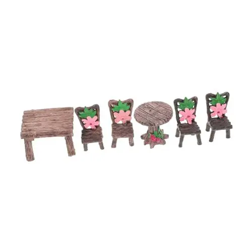 Produktbild: ifundom Garten- -Set Für Miniatur-Landschaft 2 Stück Harz Tisch Stühle Für