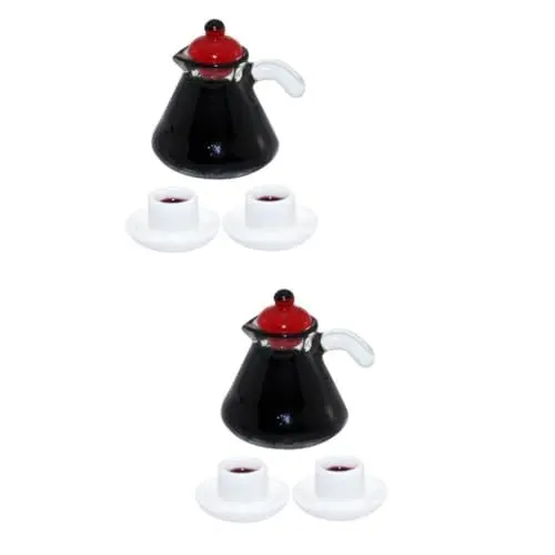 Produktbild: ifundom 2 Sätze Mini-kaffeekanne Prinzessin Tea Time Spielzeug Mini-teebecher Puppenhaus Wasserkocher Modell Kaffeemaschine Puppenhaus-teetasse Miniatur- Teebecher Miniatur Harz