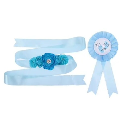 Produktbild: ifundom Schwangerschafts-bauchgürtel-schärpen-set – 2-teilig Anstecknadel Für Mama Und Papa Für Babyparty Foto-requisite