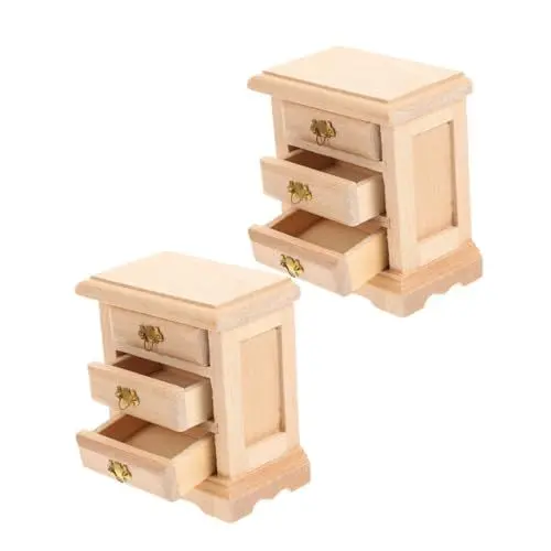 Produktbild: ifundom 2stücke Puppenhaus Möbel Nachttisch Modelle Aus Holz Miniatur Nachttisch Für Puppenhaus Dekoration Exquisites Design Für Mini Häuser Und Landschaften