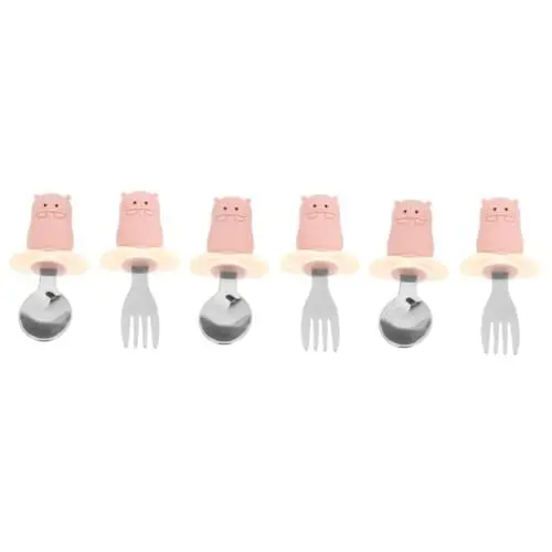 Produktbild: ifundom 3 Sätze Kindergeschirr Esslernbesteck kinderlöffel Essgeschirr für Babys Babynahrung Babylöffel und -gabeln Babylerngeschirr Mahlzeit für Kinder Kleinkind Kieselgel Rosa
