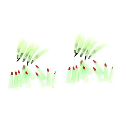 Produktbild: ifundom 40 STK gefälschte Hexennägel Halloween Finger Halloween kostüm Bekleidung Fingerkuppe falsche Fingernägel falsche Hexennägel gruselige Hexennägel Leuchtend Requisiten die