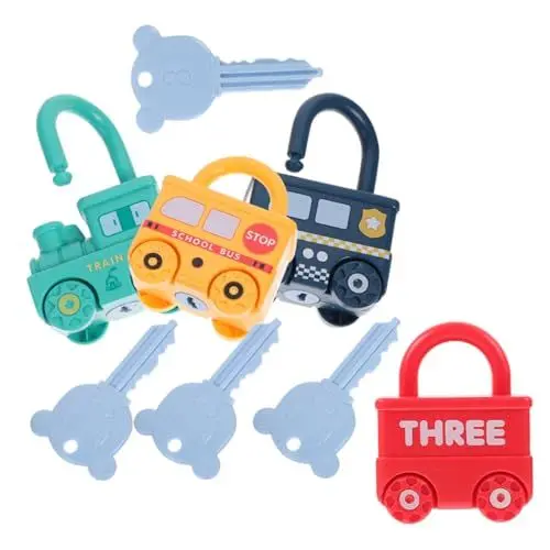 Produktbild: ifundom 4Er Set Lernspielzeug Für Kinder Schloss Und Schlüsselspielzeug Vorschul Lernspielzeug Alphabet Lernspielzeug Kleinkind Rätsel Kleinkind Spielzeug Kleinkind Auto