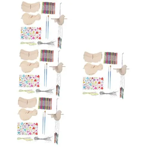 Produktbild: ifundom 4 Sätze Vogel-Windspiel-Set Vogelwindspiel DIY-Bastelset Windspiel Bastelset für Kinder Kinder-Bastelset Vogel-Windspiel Windglocke hängende Dekoration Windspiel-Kit Edelstahl