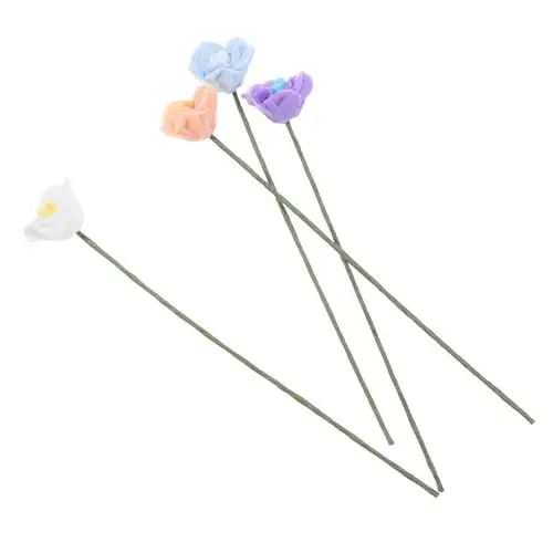 Produktbild: ifundom Künstliche Miniatur-gartenblumen 4 Stück Mini-Rosen Kunstharz Eisendraht Basteln Für Mini-Blumen-