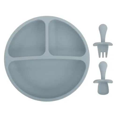 Produktbild: ifundom 5 Sets Und Löffel Set Silikon Nahrungsmittelteller Babygeschirr Teller Silikonlöffel Abendessen Geschirr Servierteller Ergänzungsnahrungsteller