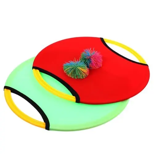 Produktbild: ifundom 6 Sätze Trampolin-Flugschale Ballspielzeug interagieren fliegendes Scheibenpaddel Neuheit Bälle Spielzeug Ball-Paddel-Spiel fangen Trampolin Ballspiel Trampolin-Schüssel-Spiel rot