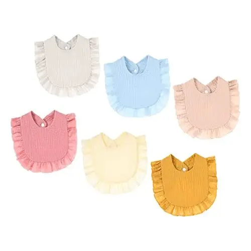Produktbild: ifundom Weiche Baby-lätzchen-set 6-teilig Waschbar Sabberlätzchen Mit Rüschen Für Neugeborene Und Kleinkinder
