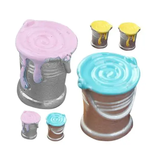 Produktbild: ifundom 6 Stück Simulierter Farbeimer Winziges Winziger Farbtopf Miniatur Außenwerkzeuge Kleiner Farbtopf Figuren Landschaftslayout Requisite Mini Farbeimer Modell Spielzeug