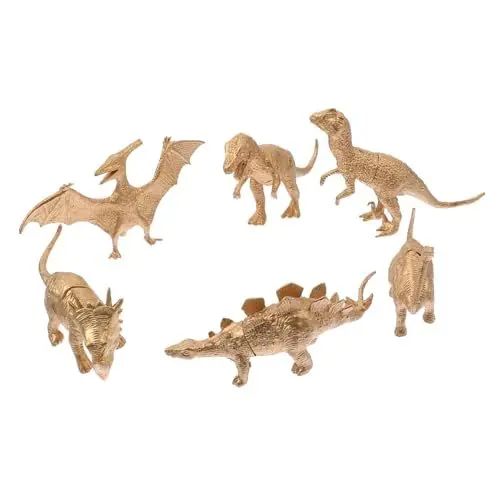 Produktbild: ifundom 6st Goldenes Dinosauriermodell Dschungel Dekorationen Minifiguren Miniatur-Dino-Figuren Dinosaurierfigur Spielzeug Mini-Dino Kinder Dekor Tierspielzeug Für Kinder Plastik