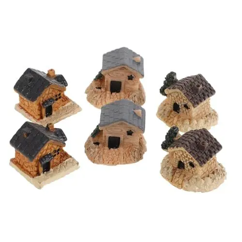 Produktbild: ifundom Einzigartige Miniatur Villa Häuser Harz Ornamente Landschaft Bonsai Decor Puppenhaus Zubehör