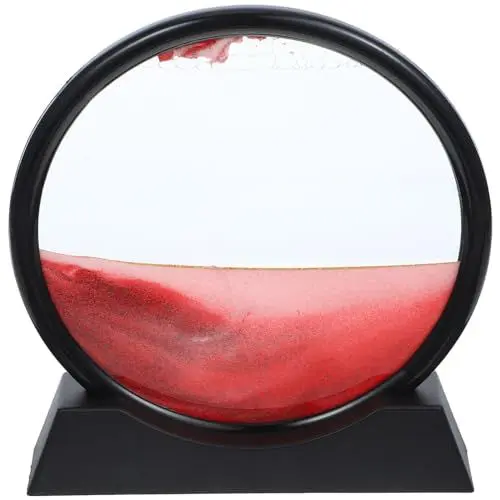 Produktbild: ifundom Bewegliches Sandkunstbild Kreative Sandlandschaft Für Büro Und Zuhause Entspannendes Desktop- Mit Bunten Farben Rundes Design Schwarzer Rahmen Sandbild