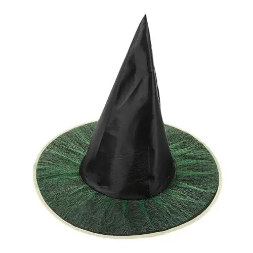 Produktbild: ifundom Einzigartiger Hexenhut mit Rüschen Halloween-hexenhut-charme Oxford-stoff Grün Universalgröße