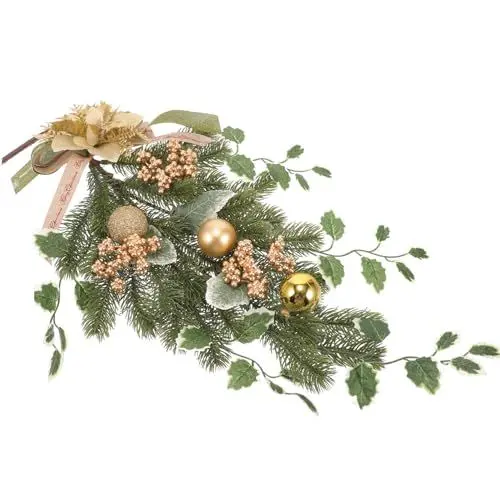 Produktbild: ifundom Künstlicher Weihnachts-Tropfen-Swag Basierend Auf Natürlichen Weinreben Glocke Künstliche Kiefernzweige Petersilie Stechpalmenblätter Zweige Für Die Weihnachtsdekoration