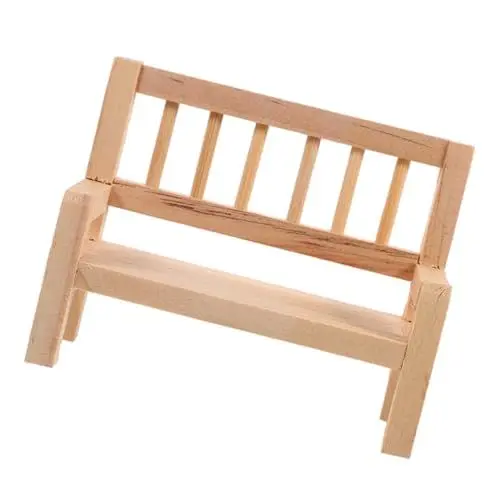 Produktbild: ifundom Mini Bank Modellmöbel Miniaturen Puppenhaus Simulation Mini Bank Mini Bank Verzierung Miniatur Gartenbank Mini Verzierung Miniatur Bank Statuen Khaki Holz