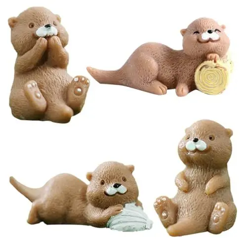 Produktbild: Ifundom Miniatur-Otter-Figuren 4 Stück - Kleines Spielzeug Aus Harz Für Kuchendekoration, Feengarten, Terrarium Und Basteln