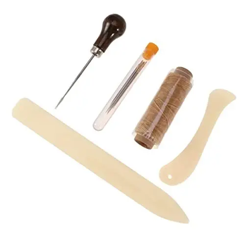 Produktbild: ifundom Ordner-Papierfalten, Buchbinder-Werkzeuge, Set mit 11 Knochenordner, gewachstes Leinengarn, Holzgriff, große Ösennadeln für handgefertigte DIY-Buchbindung, Handwerk und Nähbedarf, Ringwerkzeug