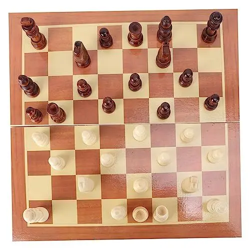 Produktbild: ifundom Satz Faltschach Spielzeug Schachbrett Spielzeug Für Die Reise Rustikales Schachbrett Faltbares Schachbrettspiel Magnetisches Schachbrett Turnier Schachbrett Dame Brettspiel Bambus