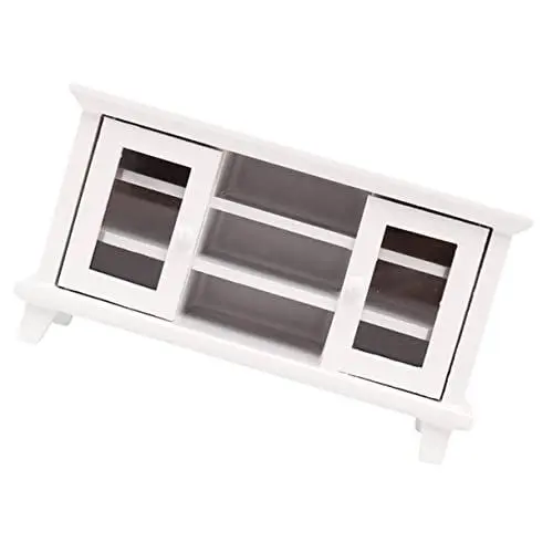 Produktbild: ifundom Puppenhaus Mini Möbel Tv Schrank Holz Deko Zubehör Für Kinderzimmer Weißer Miniatur Fernseher Schrank Für Kreative Gestaltung Und Spielspaß