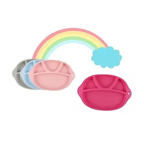 Produktbild: ifundom Teller Tablett Und Babyschüsseln Mit Deckel Für Kleinkinder Kinderbesteck-set Lebensmittelechtes Silikon Spülmaschinenfest