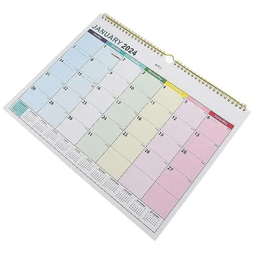 Produktbild: ifundom Wandkalender 2024–2025 18-Monats-Kalender Mit Julianischen Daten Und Großen Linierten Blöcken Spiralkalender Planer Notizblock Für Heimbüro 2024. 1–2025. 6