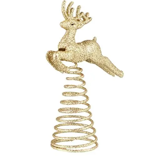 Produktbild: ifundom 1stück Weihnachtlicher Baumspitzen-dekorationsstern Mit Rentier-Design Goldfarbener Christbaumschmuck Für Festliche Anlässe Und Stimmungsvolle Weihnachtsdekoration