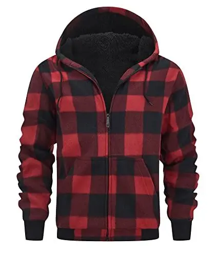 Produktbild: IGEEKWELL Fleecejacke Herren Karierte Hoodie Herren Hemdjacke Herren Gefüttert Sweatjacke Sweater Jacke Herren Strickjacke Herren Fleecepullover für Männer mit Taschen 0569-Grau 3XL