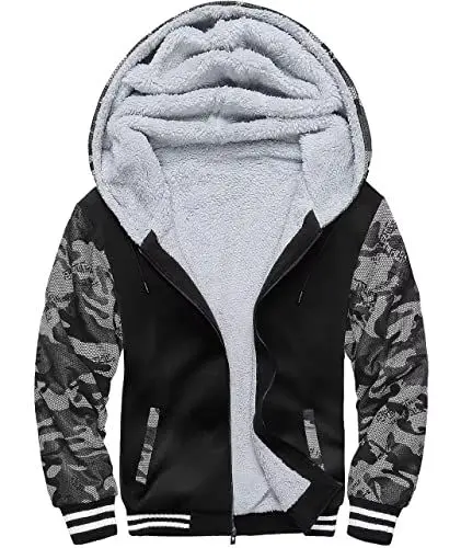 Produktbild: igeekwell Kapuzenpullover Herren Winterjacke mit Kapuze Hoodie für Männer Fleecejacke Casual Kapuzenjacke Bequemes & Warmes Sweatjacke mit Reißverschluß Windspiele Schwarz Fleece