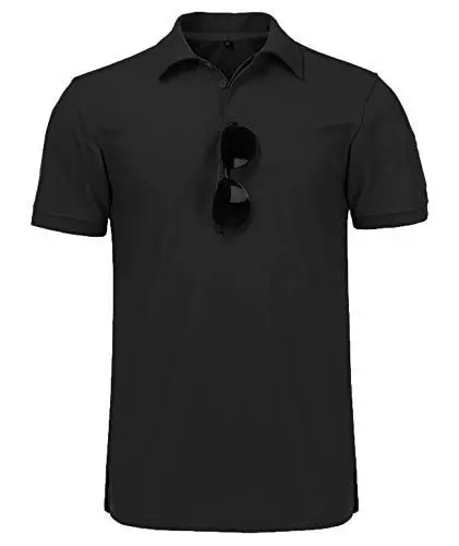 Produktbild: igeekwell Poloshirt Herren Schwarz T Shirts Männer Golf Polo Sommer Kurzarm Polohemd Einfarbig Arbeit Sport Shirt XL