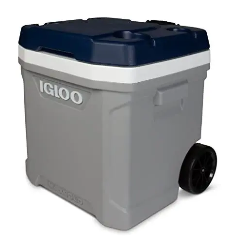 Produktbild: Igloo Kühlbox Maxcold Latitude, 56 L, große passive Thermobox mit Rollen und Teleskopgriff, nicht elektrisch, für Camping, Angeln, Boot und Festival