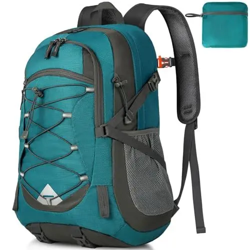 Produktbild: IGOLUMON Wanderrucksack Herren Damen 40L Wasserdichter Rucksack Leicht Faltbarer Reiserucksack Trekkingrucksack mit Reflexstreifen Für Radfahren, Klettern, Bergsteigen und Reisen Sport,Grün