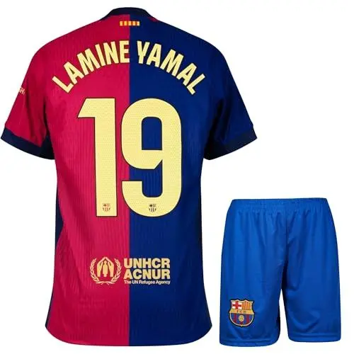 Produktbild: IHIMI Lamine Yamal #19 Barcelona Kinder für Trikot Fußballtrikot, Blau 2024 Neue Saison, Kinder Trikot, Sporttrikot, Fußball-Trainingstrikots, Kinder Kommen Sie mit Shorts Fußball (140-Yamal)