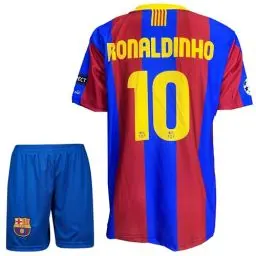 Produktbild: IHIMI Ronaldinho Barcelona #10, Nostalgie Kinder Trikot Mit Kurz,Fußballtrikot, Fußball-Trainingstrikots, Kinder Trikot, Limitierte Auflage, beschränkte Auflage (164-Rdinho)