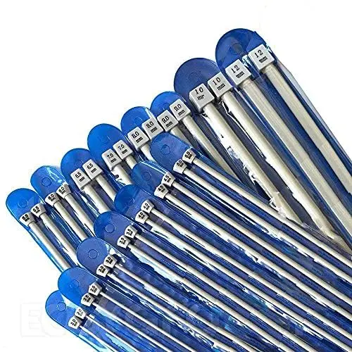 Produktbild: IHKFILAN Aluminium Metall Stricknadel Set Einziger Punkt Gerade Nadel Stricknadeln DIY Webwerkzeuge 15 Paar (2 mm-12 mm)