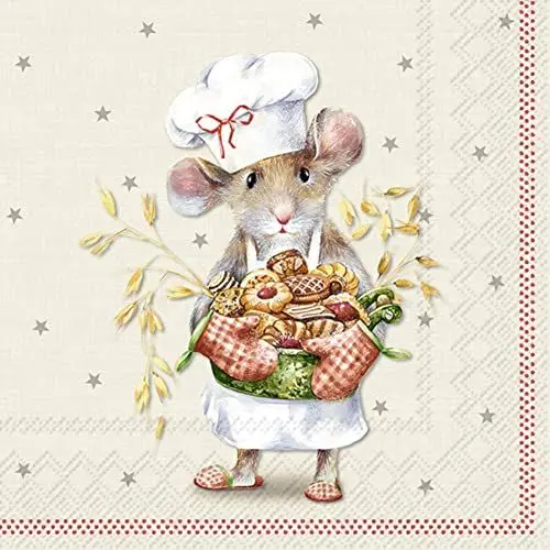Produktbild: IHR Ideal Home Range - Papierservietten ANNA BAKED cream red 20 St. Cocktail-Servietten 25 cm x 25 cm