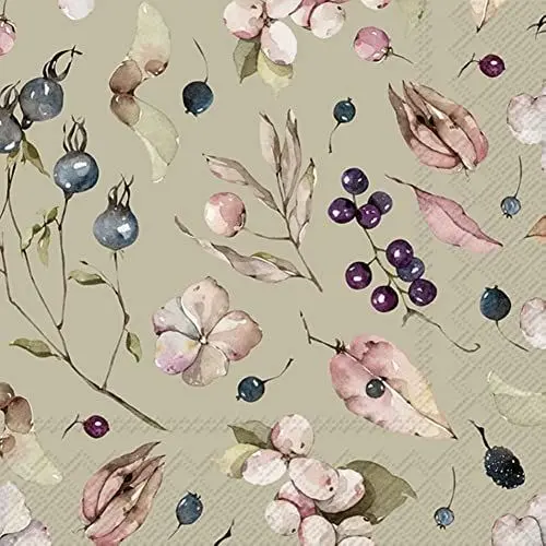 Produktbild: IHR Ideal Home Range - Papierservietten AURELIA linen 20 St. Cocktail-Servietten herbstfarben Herbstblumen 25 cm x 25 cm