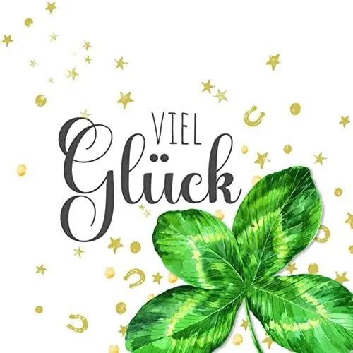 Produktbild: IHR Ideal Home Range - Papierservietten VIEL GLÜCK white 20 St. Cocktail-Servietten 25 cm x 25 cm