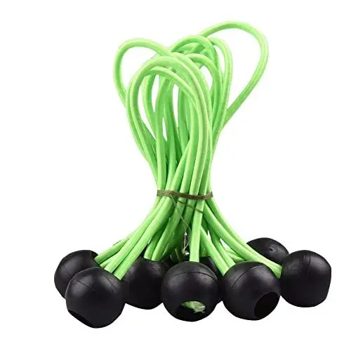 Produktbild: ihreesy 15,5cm Elastisches Seil mit Kugel, 10 Stück Gummispanner Planengummi Kugelspanner Plastikplane Bungee Planenspanner mit Ball für Campingzelte Tarp Canopy Banner,Grün