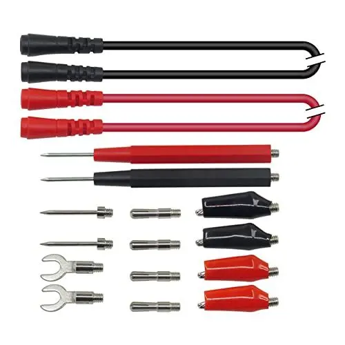 Produktbild: ihreesy 18 Stück Elektronische Test Leads Kit,Multimeter Messleitungen Multimeter Zubehör mit 90mm Bananenstecker 2mm Nadeln 4mm Kolben Krokodilklemme Clip Tester Stift Stecker