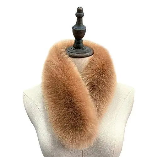 Produktbild: ihreesy Frau Pelzschal,70CM Straight Fellkragen Kunstfell Kunstpelz Kragen Pelzkragen Wrap Schal Hals Wärmer Wintermantel Pelzschal Wärm Jacke Fellkragen,Hellbraun