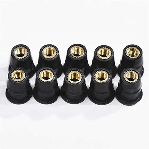 Produktbild: ihreesy Gummi Well Nuts Kit,10 Stück Schwarz Windschutzscheiben Schrauben Messing Kajak Well Nuts Motorrad Gummimutter Windschutzscheibe Verkleidungsmuttern für Motorräder ATV,M5 Konvexer Typ