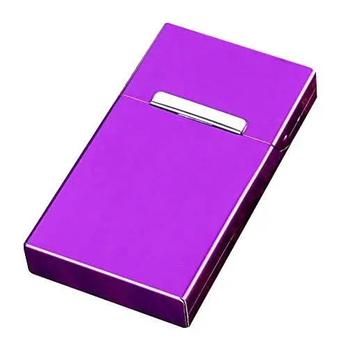 Produktbild: ihreesy Zigarettenetui aus Aluminiumlegierung,Elegant 20 Zigaretten Zigarettenschachtel Tragbare Zigarettenkasten Magnetverschluss Zigarettencase Zigarettenhülle für Frau und Manner,Lila
