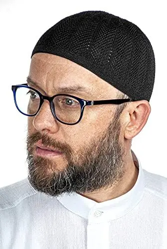 Produktbild: ihvan online Türkische muslimische Kufi-Hüte für Männer, Taqiya, Takke, Peci, Islamische Mützen, Ramadan Eid islamische Geschenke, Standart-Größe, schwarz
