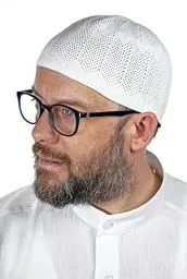 Produktbild: ihvan online Türkische muslimische Kufi-Hüte für Männer, Taqiya, Takke, Peci, islamische Mützen, Ramadan Eid Islamische Geschenke, Standart Größe, weiß