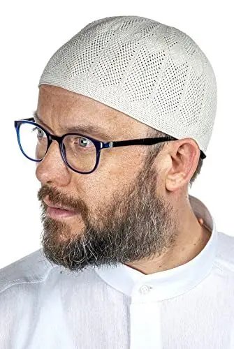 Produktbild: ihvan online Türkische muslimische Kufi-Hüte für Männer, Taqiya, Takke, Peci, islamische Mützen, Ramadan Eid islamische Geschenke, Standart Größe, Sahne