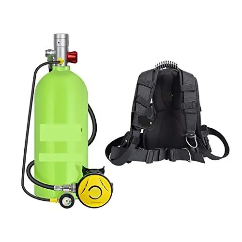 Produktbild: IIGEN Tauchflasche 3 Liter Tauch- Und Schnorchelausrüstung, Atemschutzmaske, Fischkiemen-Sauerstoffflasche, Ersatz Ultrahohe Stabilität(Green bottle with Silver head—A)
