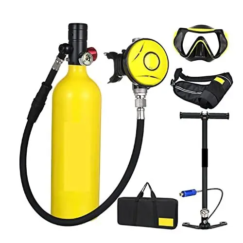 Produktbild: IIGEN Tauchflasche Tauchausrüstung Tragbares Atemschutzgerät Mit 1 Liter Fassungsvermögen Ultrahohe Stabilität(Yellow)