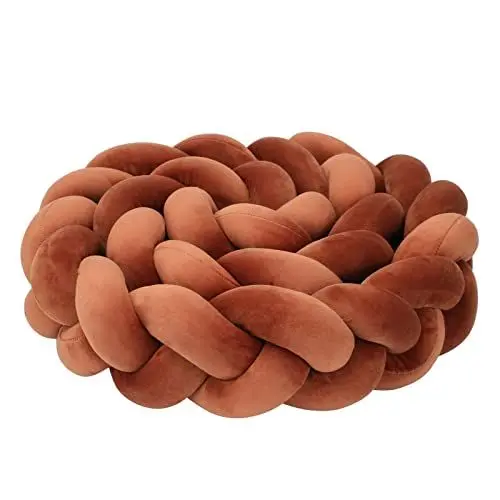 Produktbild: IIQI® Bettschlange Geflochten Mischfarbe Dekokissen Bettumrandung Knotenkissen-Seitenschläferkissen Kopfschutz, Sofakissen für Wohndekoration gewebtes Kissen (A41,420cm)
